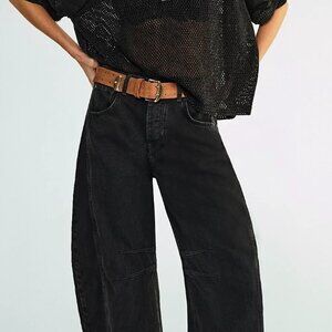 We The Free Black Barrel Jeans